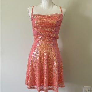Sequin Coral Pink Dress